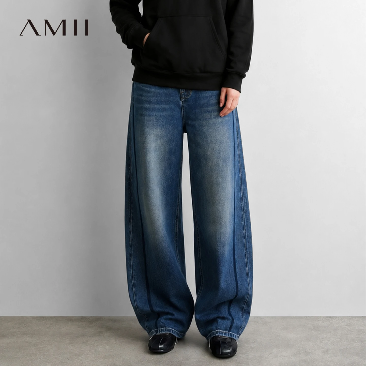Amii Women's Pants Curved Leg Jeans Denim Blue Cotton Oversized Loose Trousers Versatile 2026 Autumn Woman Baggy Jeans 12643087