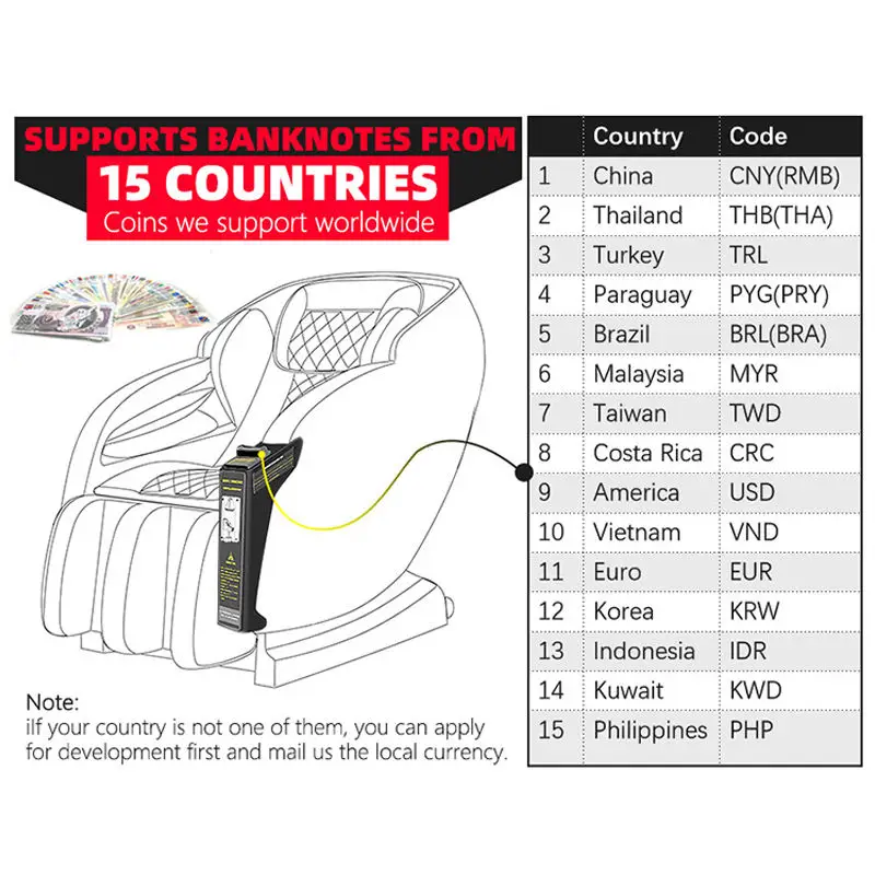 Electric Commercial Use Coin Bill Credit Card Operated Vending Massage Chair