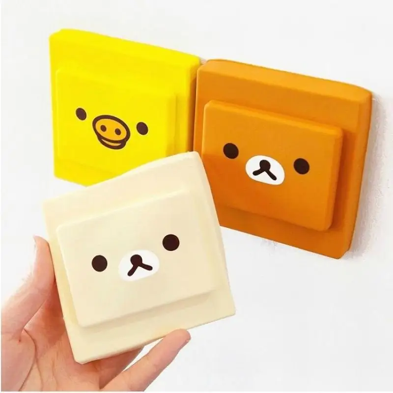 Kawaii Rilakkuma Silicone Rubber Switch Protective Cover Cartoon Square Bathroom Socket Waterproof Cover Anime Peripheral Gift