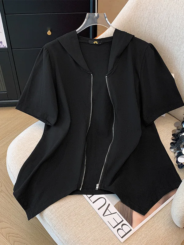 

Женская футболка больших размеров Bla ort Sve с открытым кардиганом, лето 300 Pou, очень большой утягивающий топ, модный корейский свободный топ...