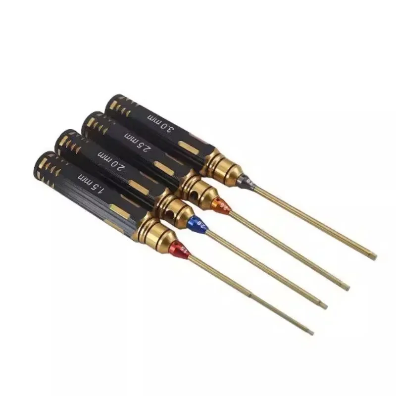 4 szt./zestaw Śrubokręty sześciokątne z powłoką tytanową 1,5 mm/2 mm/2,5 mm/3 mm do modeli RC (samochody, łodzie, samoloty)
