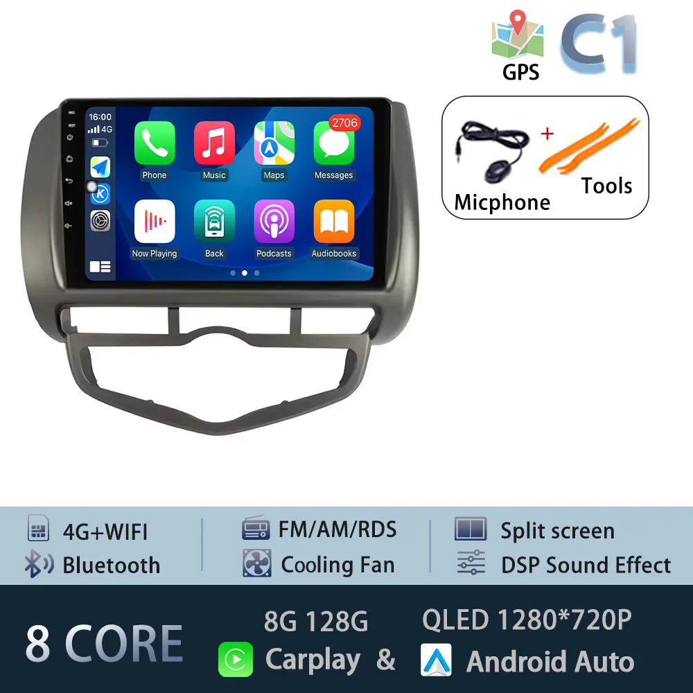 Voor Honda Fit Jazz 2002-2008 LDH RDH Autoradio Audio Mulltmedia Speler Android Intelligent Systeem GPS Navi DPS 4G Carplay WiFi