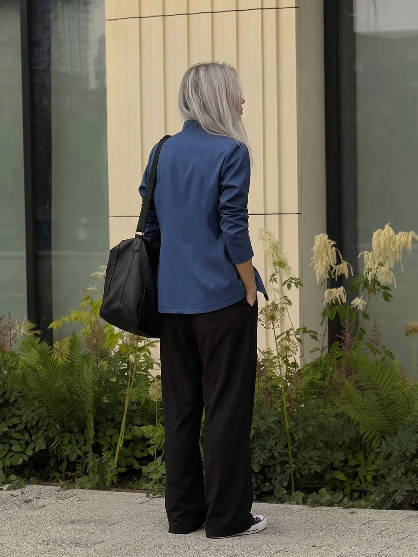 Women's Stand Collar Metal Asymmetric Button Short Blazer Jacket, Asymmetric Front Closure, Casual Commute Outerwear
