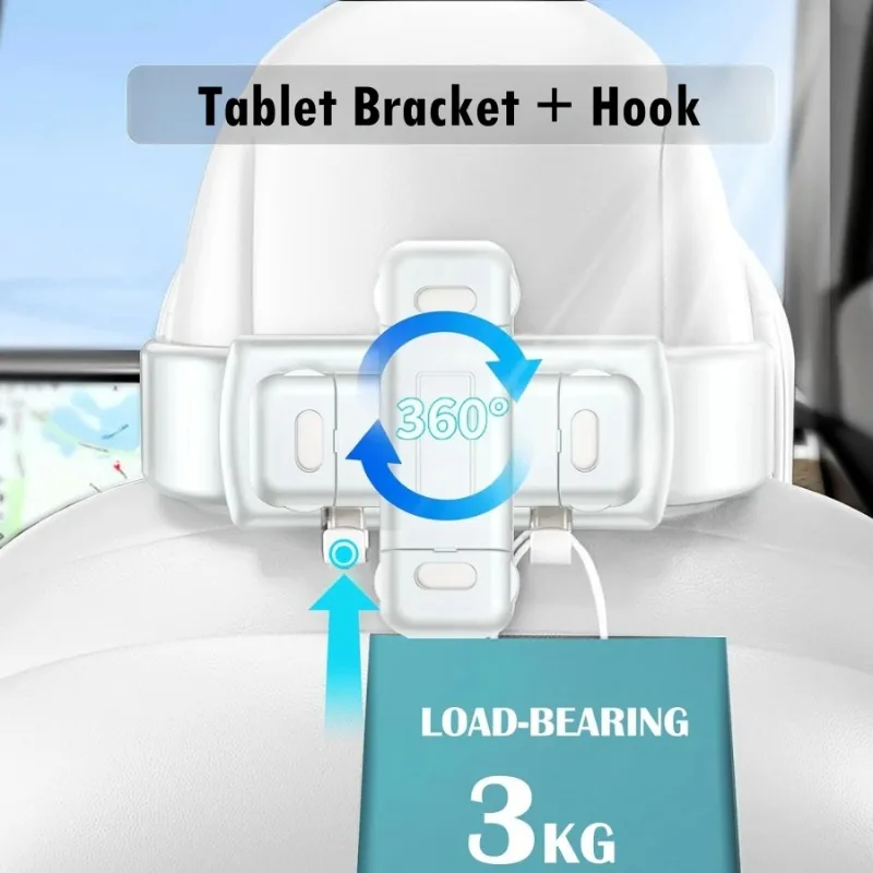 وسادة مسند الرأس قابلة للتعديل لنموذج Y/3 وسادة الرقبة وسادة مسند الرقبة لرأس السيارة مع دعامة وخطاف مخفي #5