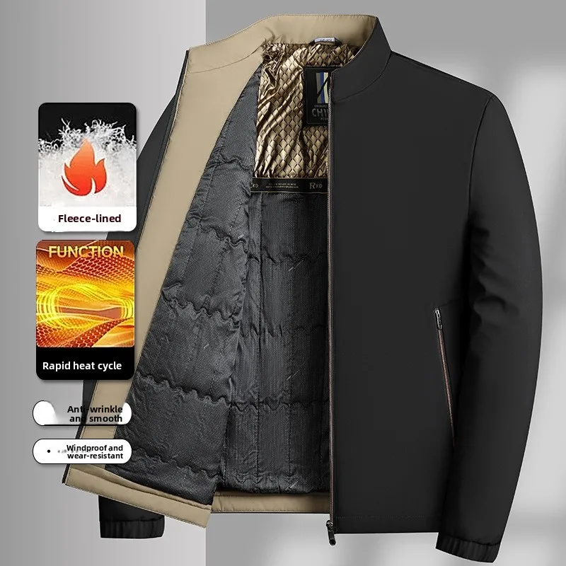 

Мужская хлопковая куртка Thiened, осенне-зимняя новая повседневная одежда с воротником-стойкой на подкладке Fce, одежда для папы, облегающая мода...