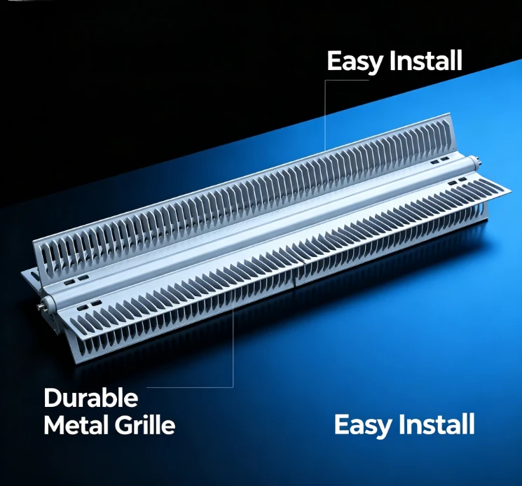 625mm 230V 2KW Airfoil Aluminum Finned Tube Heater RX Type Skirting Baseboard Heating Element Integrated Convector Radiator