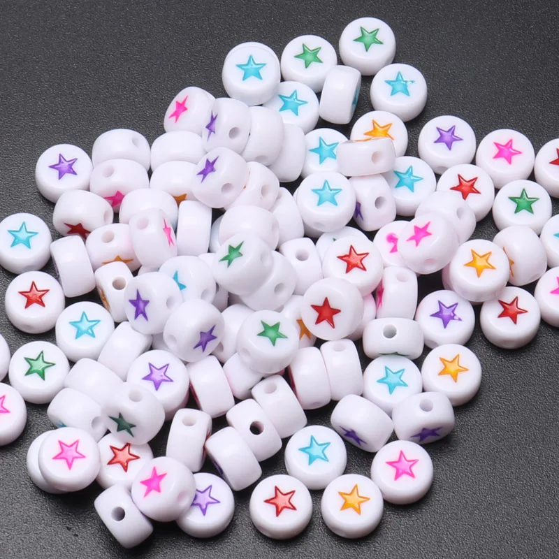 Mixed Color Letter Acrylic Beads Round Flat Alphabet Loose Spacer Beads For Jewelry Making Handmade Diy Bracelet Accessories