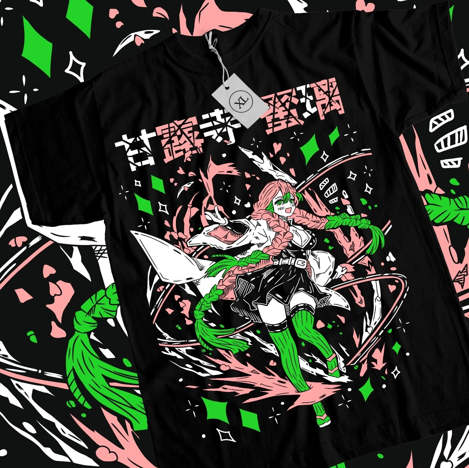 2026 Sommer Demon Slayer Anime Kanroji Mitsuri Locker geschnittenes Kurzarm-T-Shirt aus reiner Baumwolle für Kinder – Trendiges Unisex-Freizeit-T-Shirt, bequem