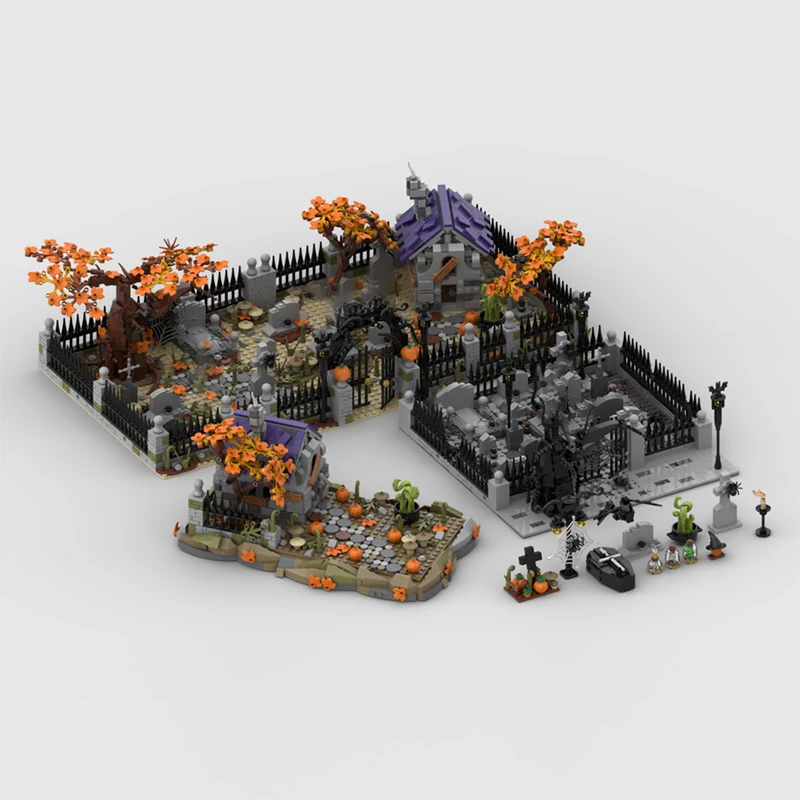 도시 스트리트 뷰 모델 MOC 빌딩 벽돌 공원 묘지 하우스 장면 모듈 형 기술 선물 휴일 조립 어린이 장난감 정장