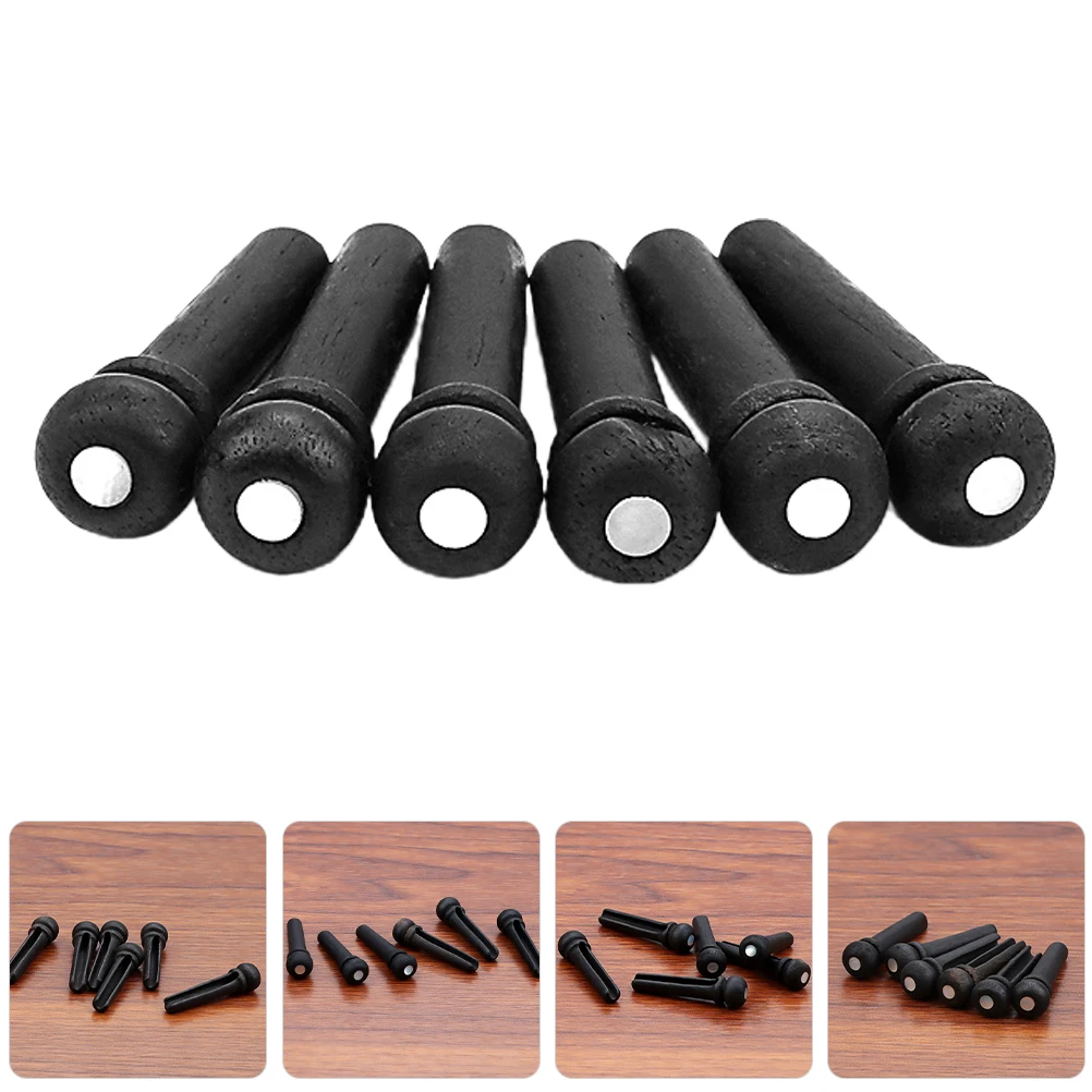 

6 Pcs String Peg Set Acoustic Guitar Tuning Keys Bridge Fixed Pin Pegs Replacement Black