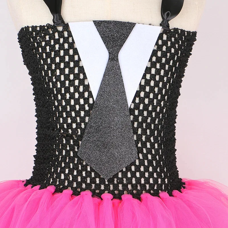 AD1 فستان سهرة أسود وردي ساخن للفتيات الصغيرات أزياء مستوحاة من الشحن للأطفال ملابس رسمية للمدرسة الثانوية المنخفضة 5@rD ~