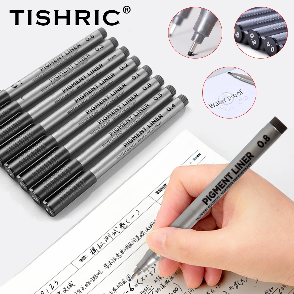 

TISHRIC 9 Pieces Fineliner Pen Fine Line Drawing Liners Sketching Liners Cartoon Signature Art Drawing Pens Capillary Pens Set