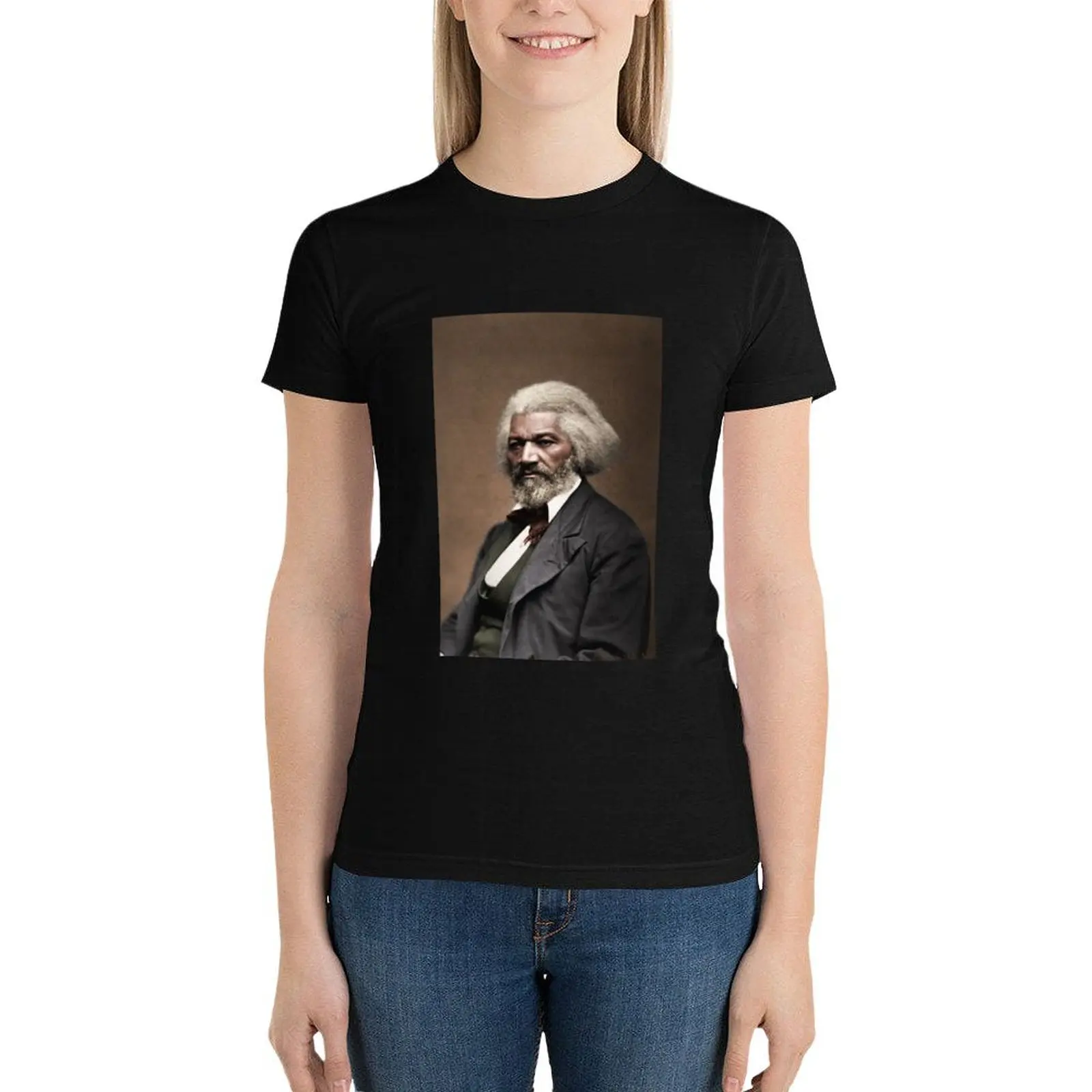 

Frederick Douglass 1818-1895 T-Shirt summer top cute tops oversized Female clothing korean Women's clothes