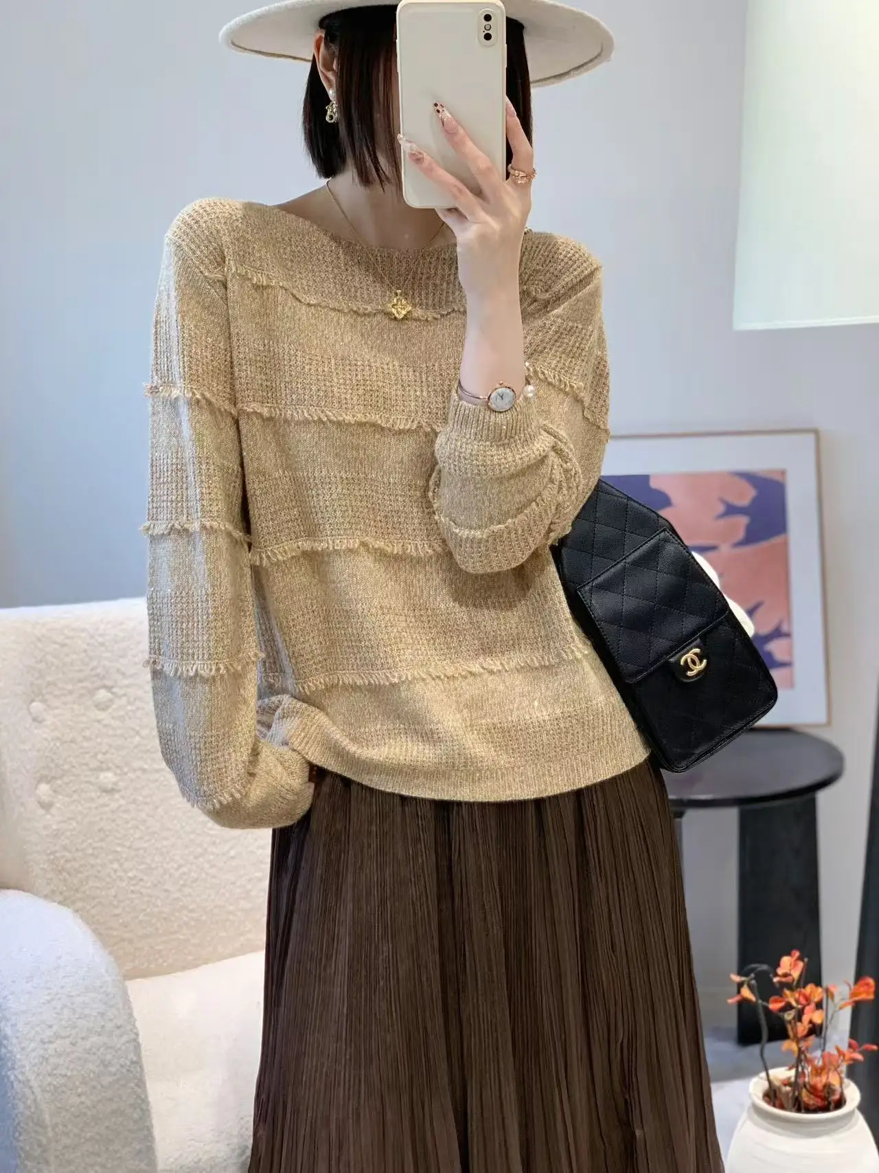 Women's Long Sleeve Knitted Sweater Tassel Loose Lazy Style Sequin Base Shirt Top Autumn Fashion 2026 New Arrival
