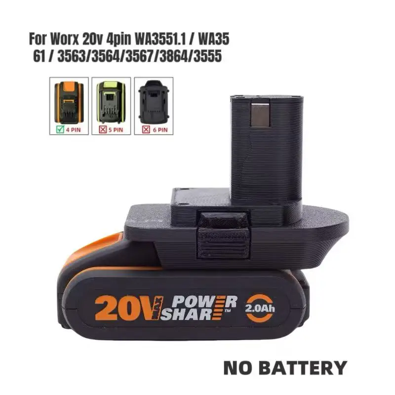 Battery ﻿Converter ﻿Adapter For Worx  4PIN 20V  Lithium ConversionTo Ryobi 18v Tool ﻿Converter (Not Include Tools And Battery)