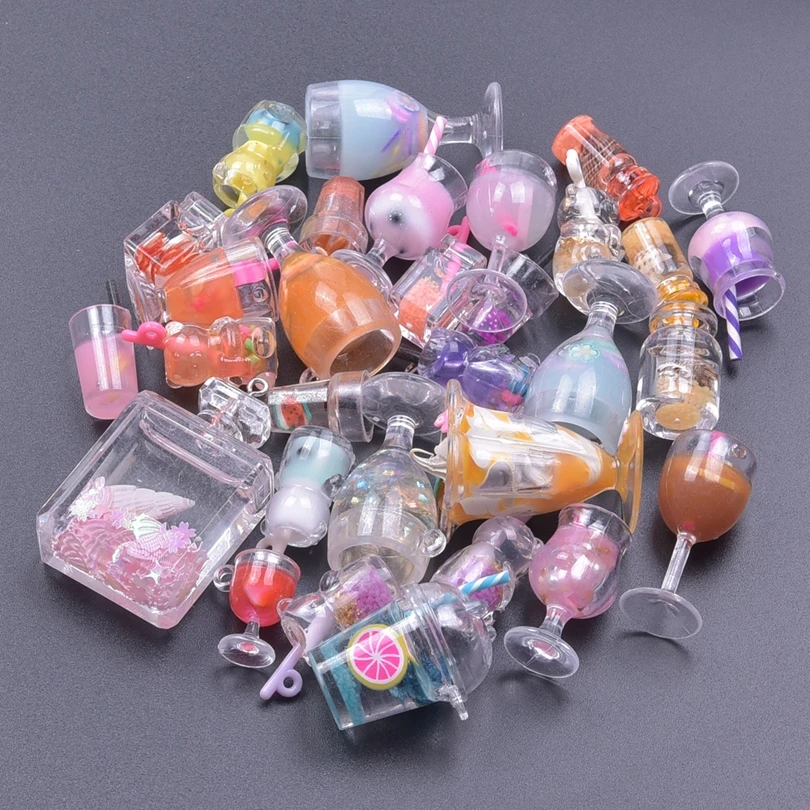 10pcs Mix Multistyle Resin Material Beverage Pendant Jewelry Making Juice Drinks Colorful Accessories DIY Charms In Bulk Earring