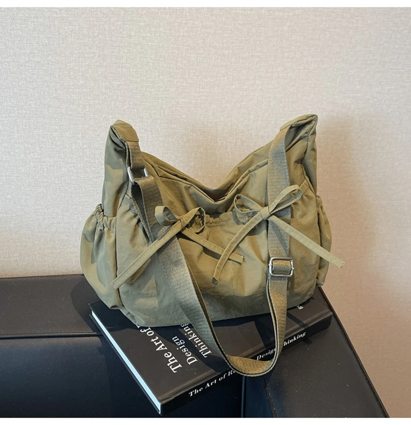 

Женские сумки на плечо большой вместимости, легкая нейлоновая плиссированная сумка через плечо с несколькими карманами, сумка-хобо, женская дорожная сумка