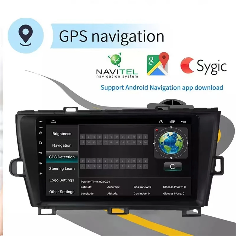 Autoradio Android 13.0, Navigation GPS, Carplay, Écran Tactile, Stéréo, Lecteur Vidéo, Limitation, pour Voiture Toyota Prius XW30 (2009, 2010-2015)