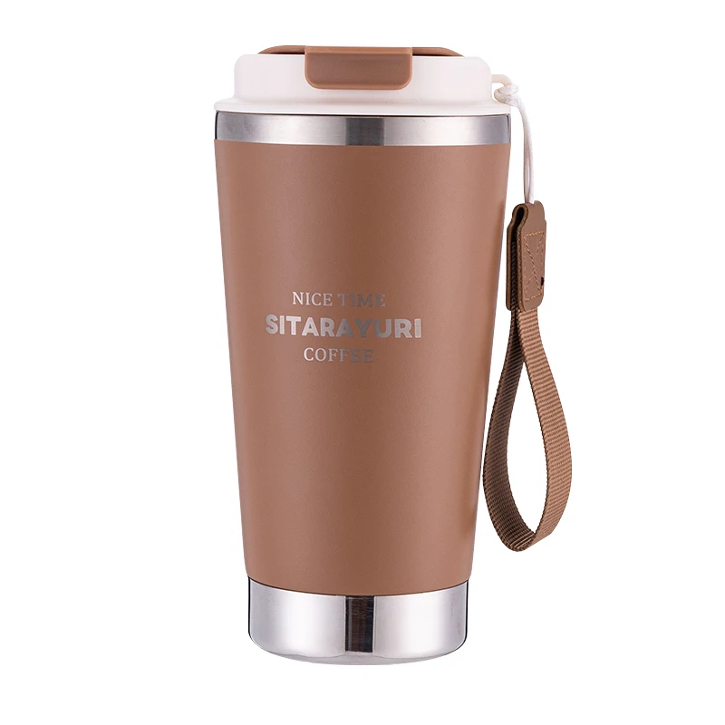 Time Inspired Elegant 580ml Insulated Coffee Bottle Stainless Steel Thermos With Leakproof Lid Comfort Grip For Morning Brew