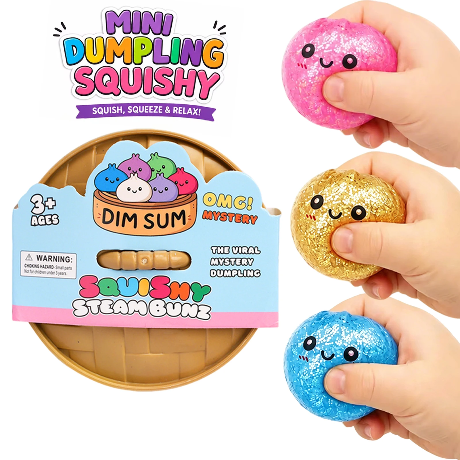 Push Bubble Colorful Dumpling Squishes Stress With Steamer Cute mini Anxiety Toy Soft Decompression Dough For Adults Prospector