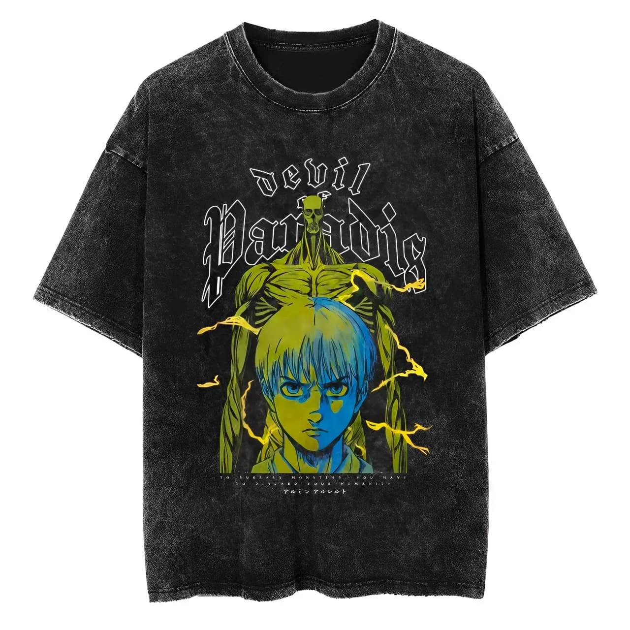 

Футболка Attack on Titan Survey Corps из винтажного выстиранного хлопка, унисекс, летняя, оверсайз, уличная одежда, аниме, повседневные топы 2026