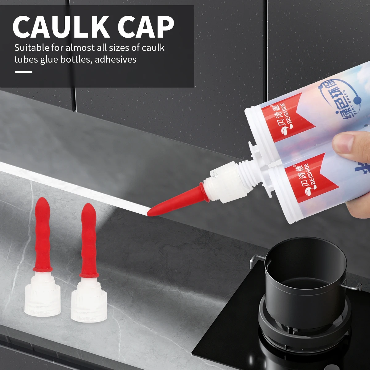 Caulking Gun Bicos Cap, Red Caulk Saving Cap, Selador Saver, Abra o tubo de calafetagem, Selagem e preservação, 10pcs