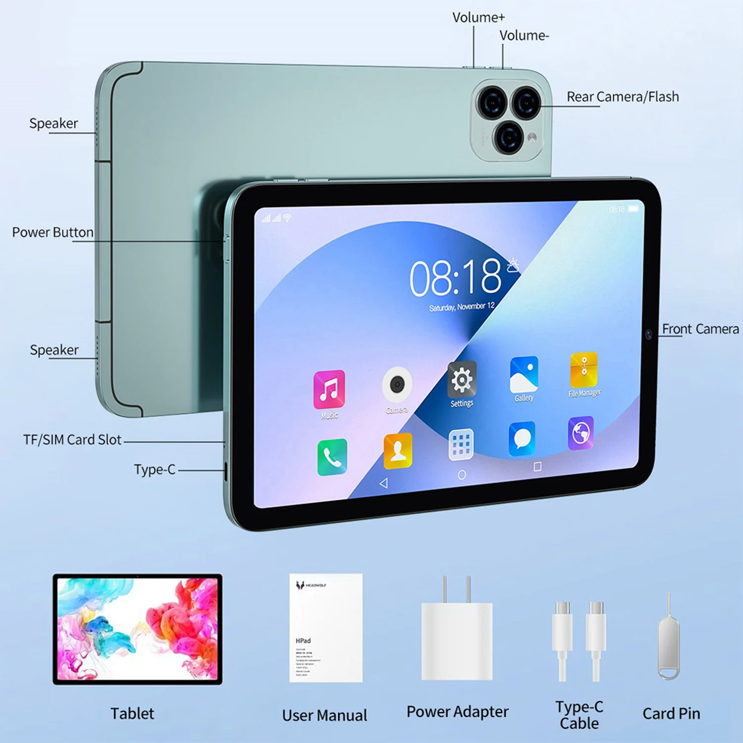 Tablet Pc BDF originale 10.1 pollici 8GB RAM 256GB ROM Android 12 Octa Core 3G 4G LTE Internet WiFi Internet BT versione globale