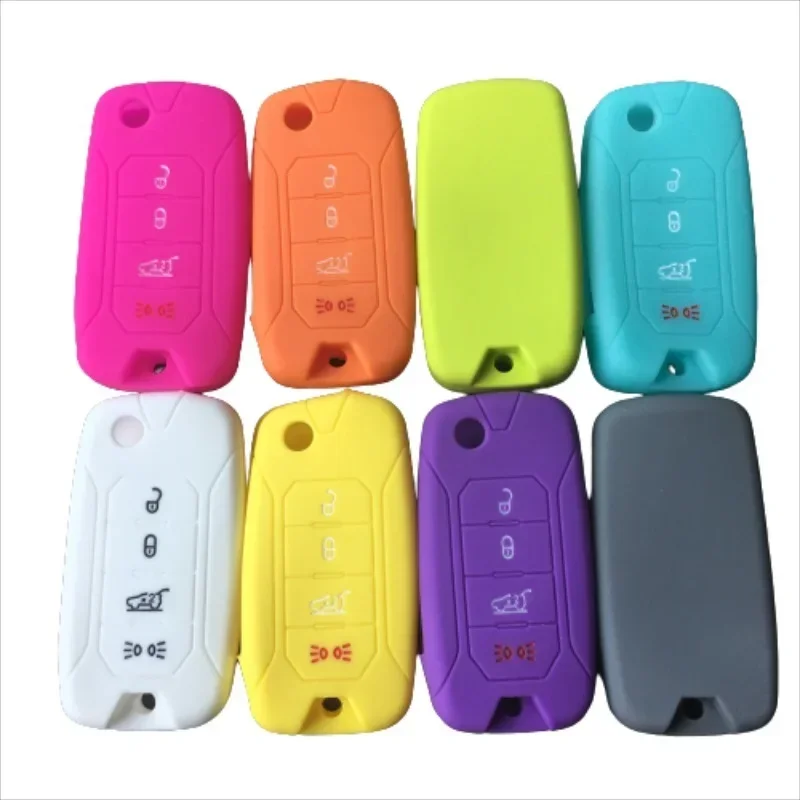 Silicone Car Key Case Cover Shell Bag Fit for Jeep Renegade 2016 4 Buttons Folding Remote Key