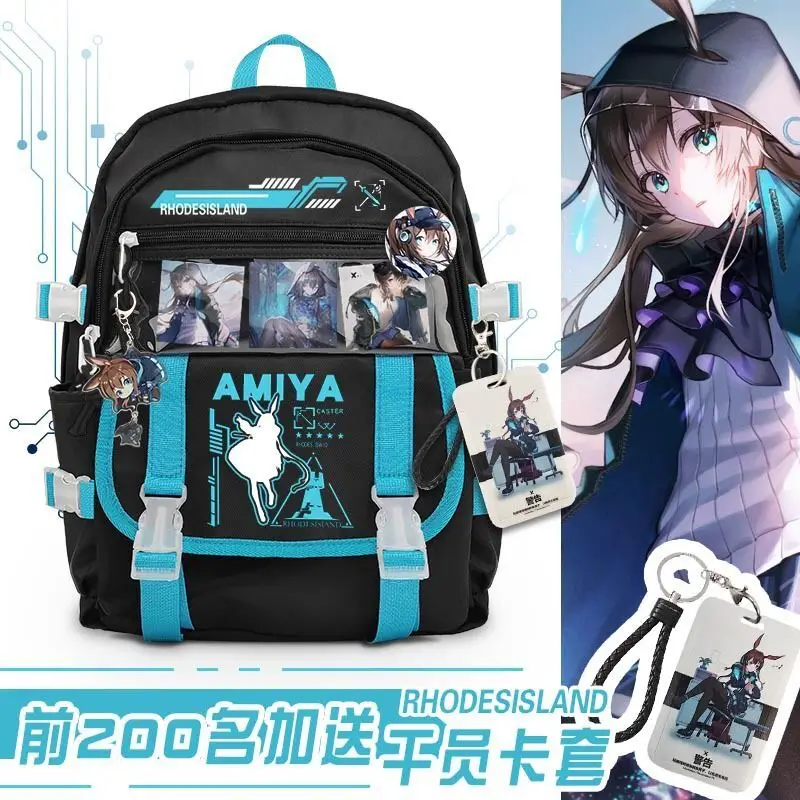 Arknights Merchandise Amiya Operator Double Shoulder Bag Boys And Girls Students Anime Backpack For Middle School Anime