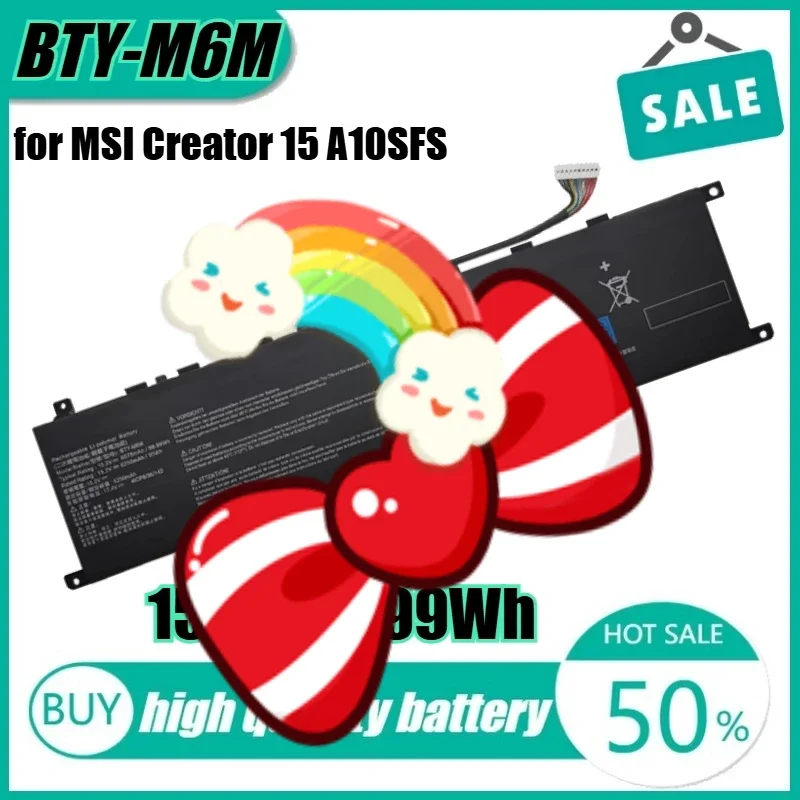 

15.2V 99.99Wh BTY-M6M Laptop Battery for MSI Creator 15 A10SFS A10SE Stealth GE66 GS66