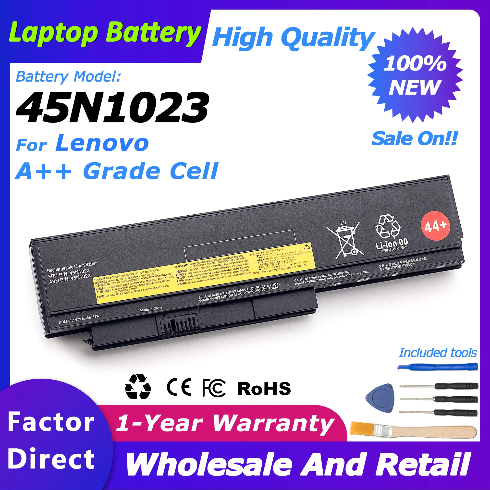

45N1023 45N1022 44+ Laptop Battery For Lenovo Thinkpad X220/X220I/X220S Series 45N1021/45N1024 battery 5600mah/63wh