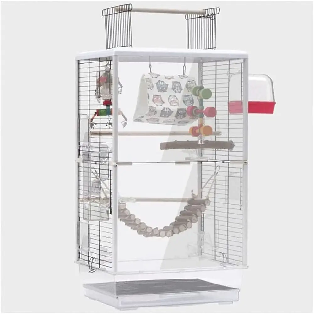 

Стильная большая клетка для птиц из кованого железа с портативной подставкой для качения для наружного или внутреннего использования