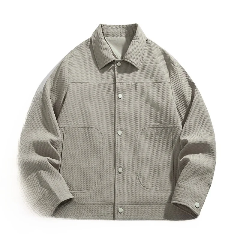 

Faionable Pure Color Stand Collar Jaet Men's ort Sle 2024 Spring Korean Version Loose Commuting Outerwear