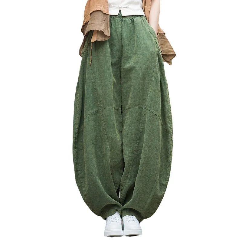 بنطال رامي بلومر شتوي للسيدات. مغسول بالحجر وملون لمظهر عتيق وثنيات. مثالية للتأمل وتاي تشي. #5