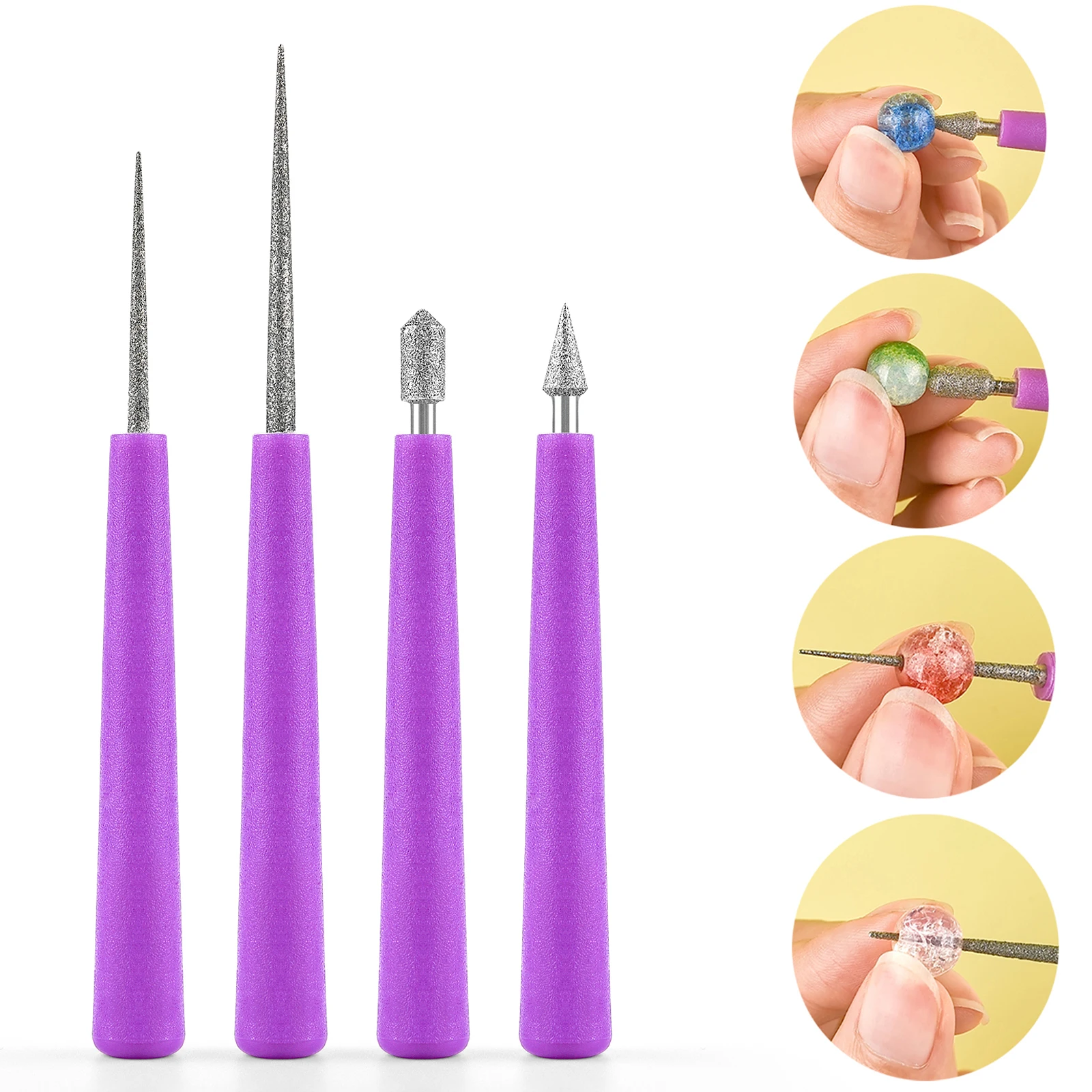 1/4pcs Hole Enlarger Tools Beads Reamer Diamond Expanding Needle Tipped Reaming File Reamer Polishing Sets Beading Jewelry Tools