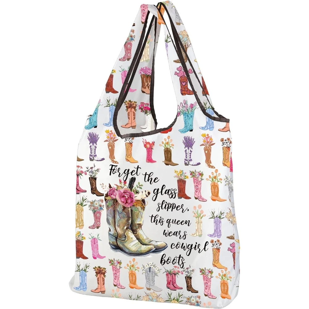 

Cowgirl Reusable Grocery Shopping Bag Country Girl Gifts Forget The Glass Slipper This Queen Wears Western Boots Gifts