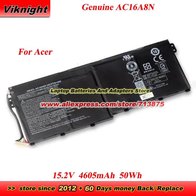 

Оригинальный аккумулятор AC16A8N 4ICP7/61/80 для ноутбука Acer Nitro V17 VN7-793G V15 Nitro BE VN7-593G VN7-593G-54L3 15,2 В 4605 мАч 50 Втч