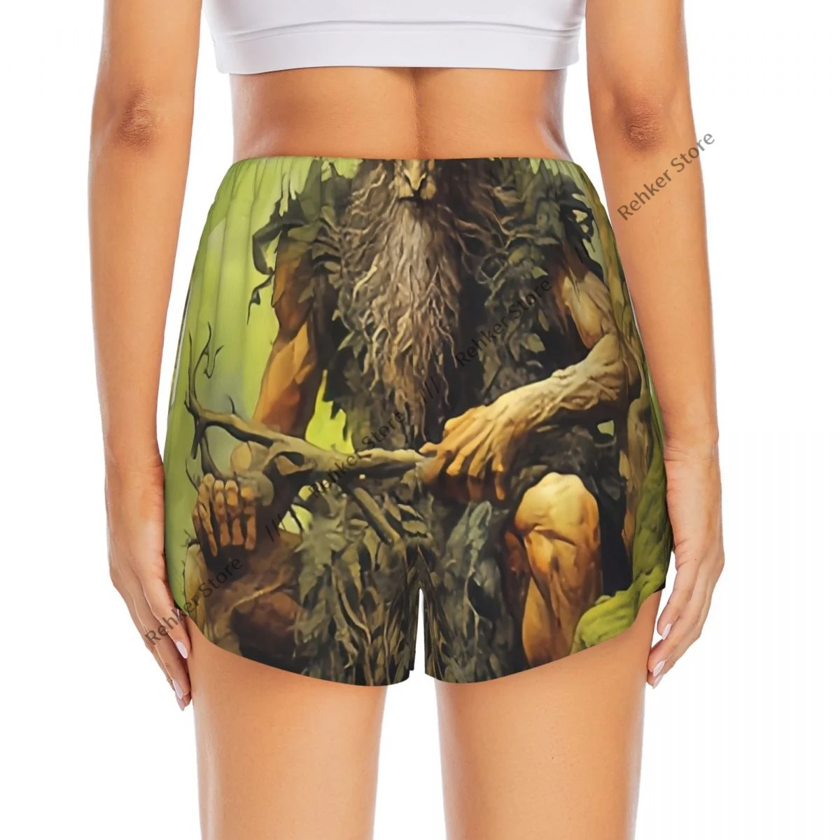Leshy With Horns Fantasy Fairytale Character Women's Double Layered Quick-Dry Athletic Shorts for Leisure Fitness Workout Sport