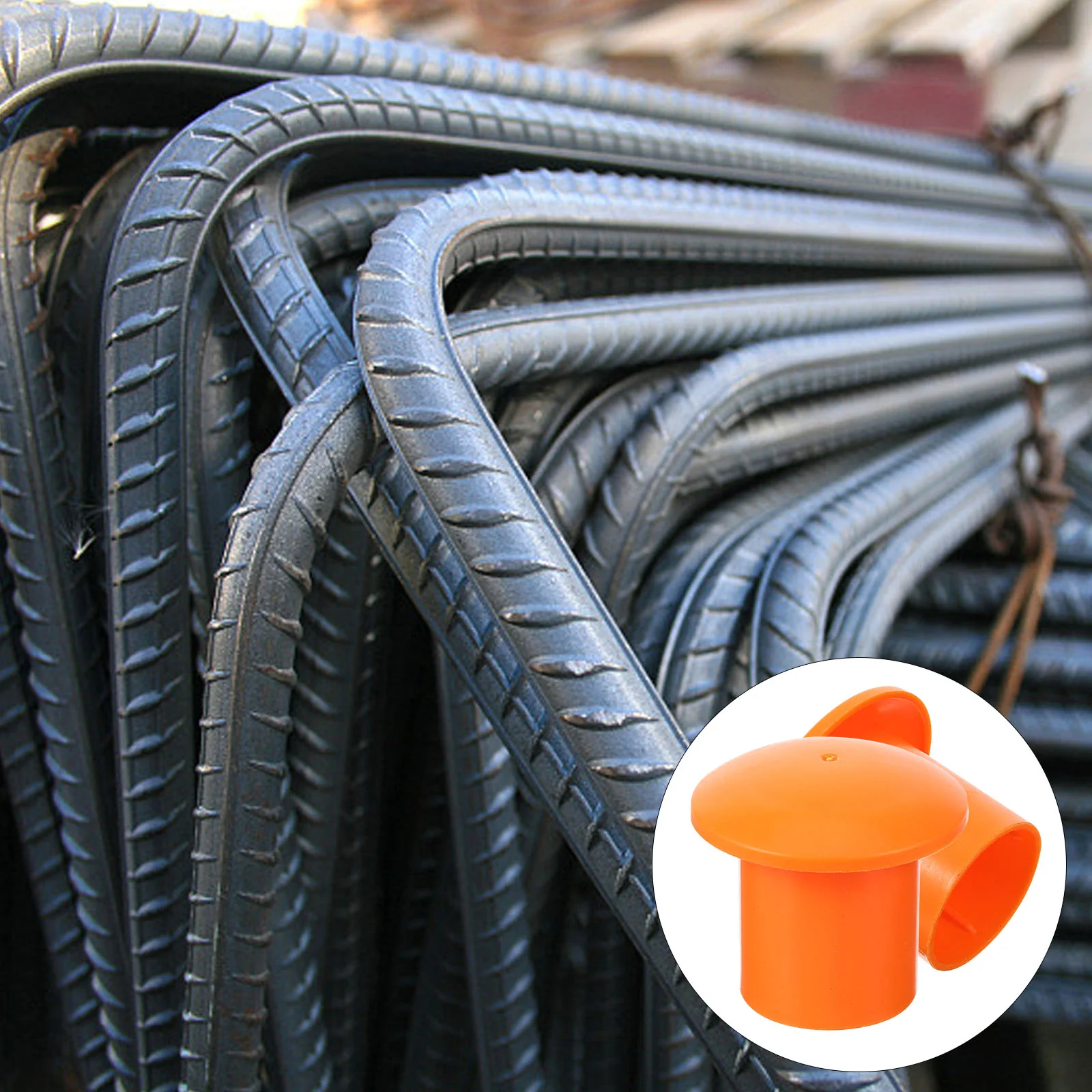 40 Pcs Steel Bar Protective Cap Rebar Protection Accessories Practical Cover For Plastic Sleeve Orange Safety Caps