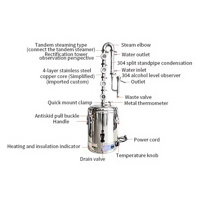 Home Distillation Tower Tower Distiller 4 Layers Stainless Steel Copper Core Reflow Tower Brewing Equipment Brewing Equipment