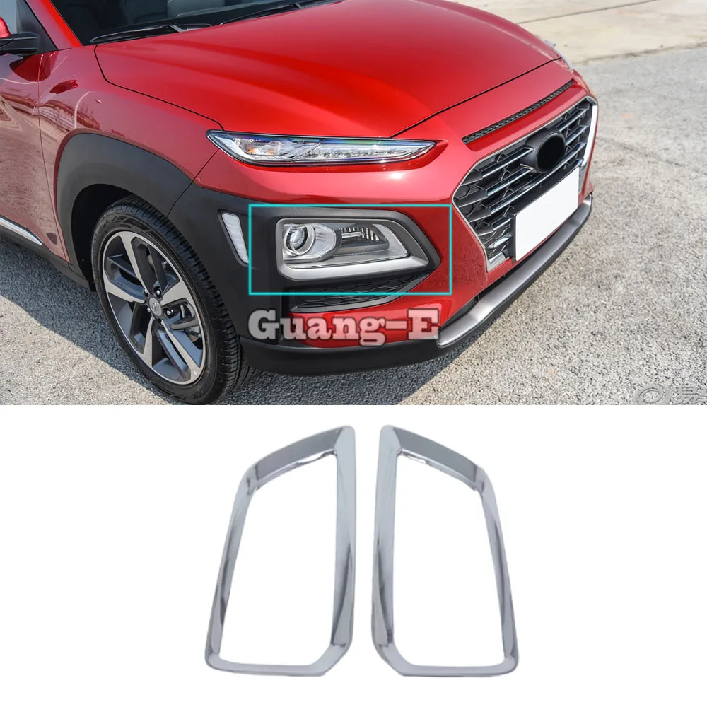 

Автомобильная передняя противотуманная фасветильник рамка Стайлинг ABS Хромированная Крышка отделка молдинг 2 шт. для Hyundai Kona Encino Kauai 2017 2018 2019 2020