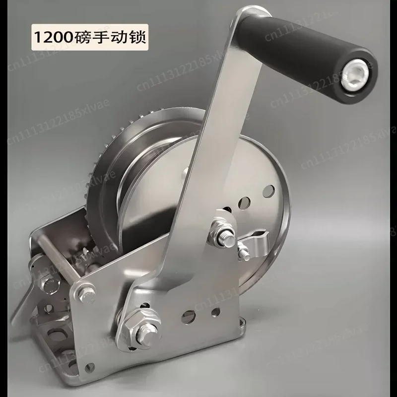 Heavy Duty 304 Stainless Steel Self Locking Hand Winch Two-Way Brake Hand Crank Hoist Marine Boat Trailer Manual Lifting Winch