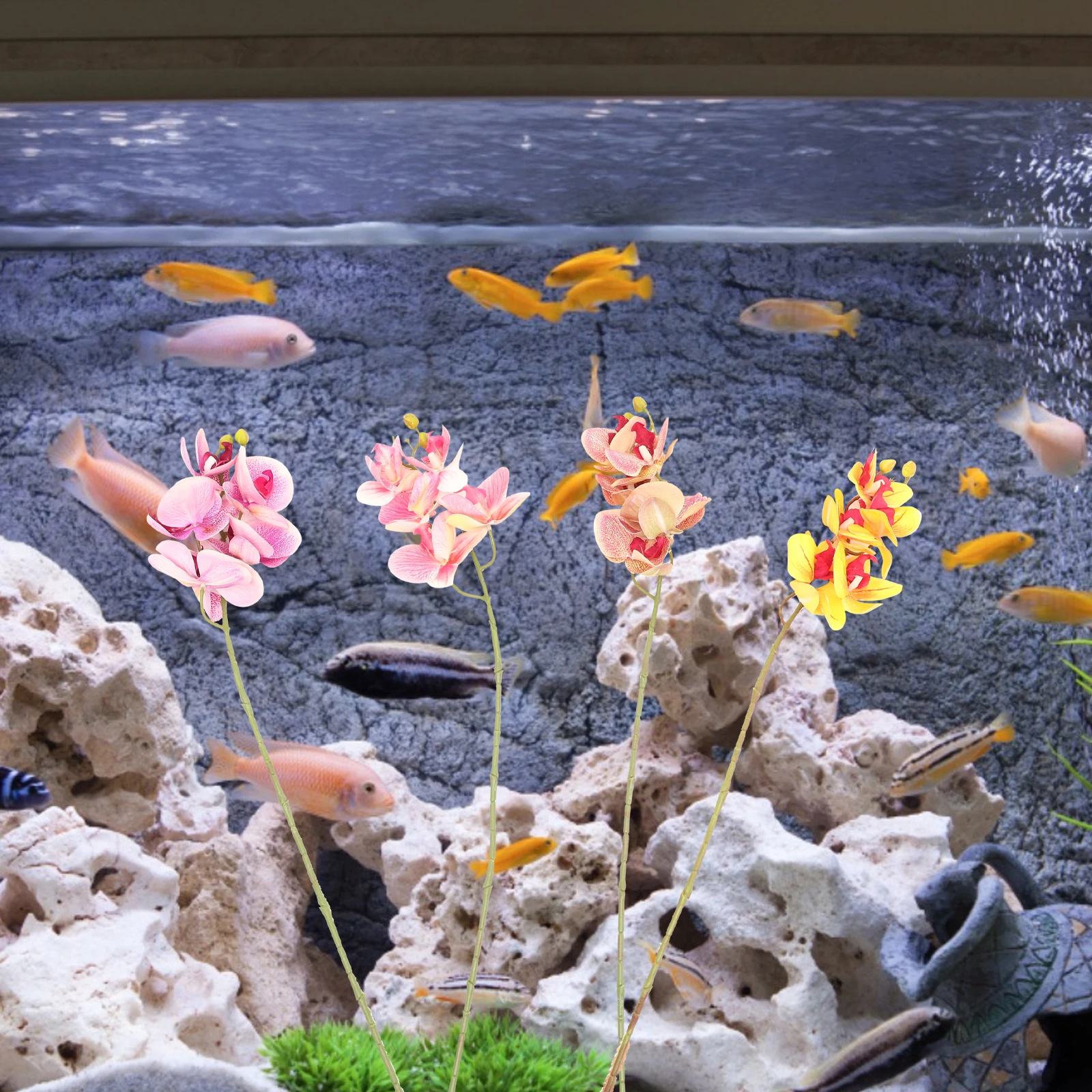 

4pcs Simulated Reptile Plants Decor For Terrarium Artificial Plant Reptile Tank Accessories Fake Plants Aquarium Turtle Climbing