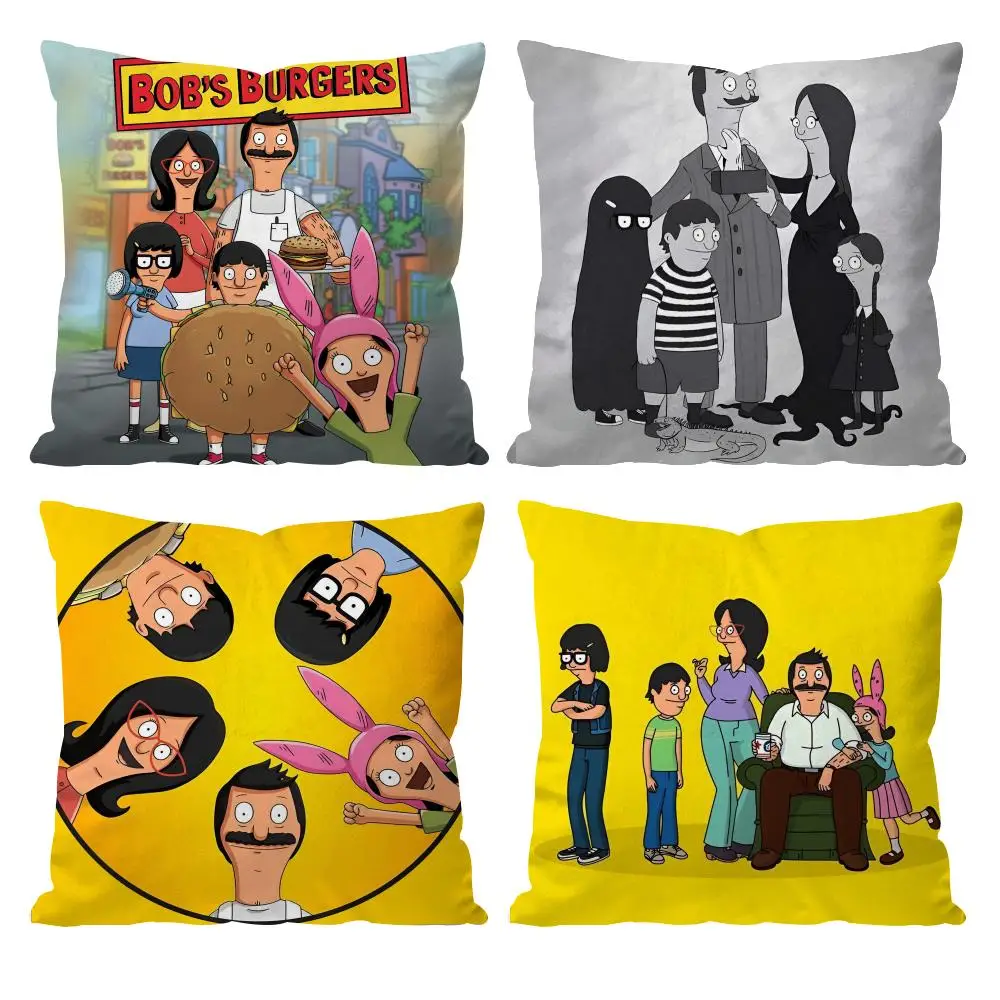 Bobs Burgers Anime Cushion Cover Pattern Printed Pillowcase for Living Room Sofa Cushion Cover & Bedroom Decor