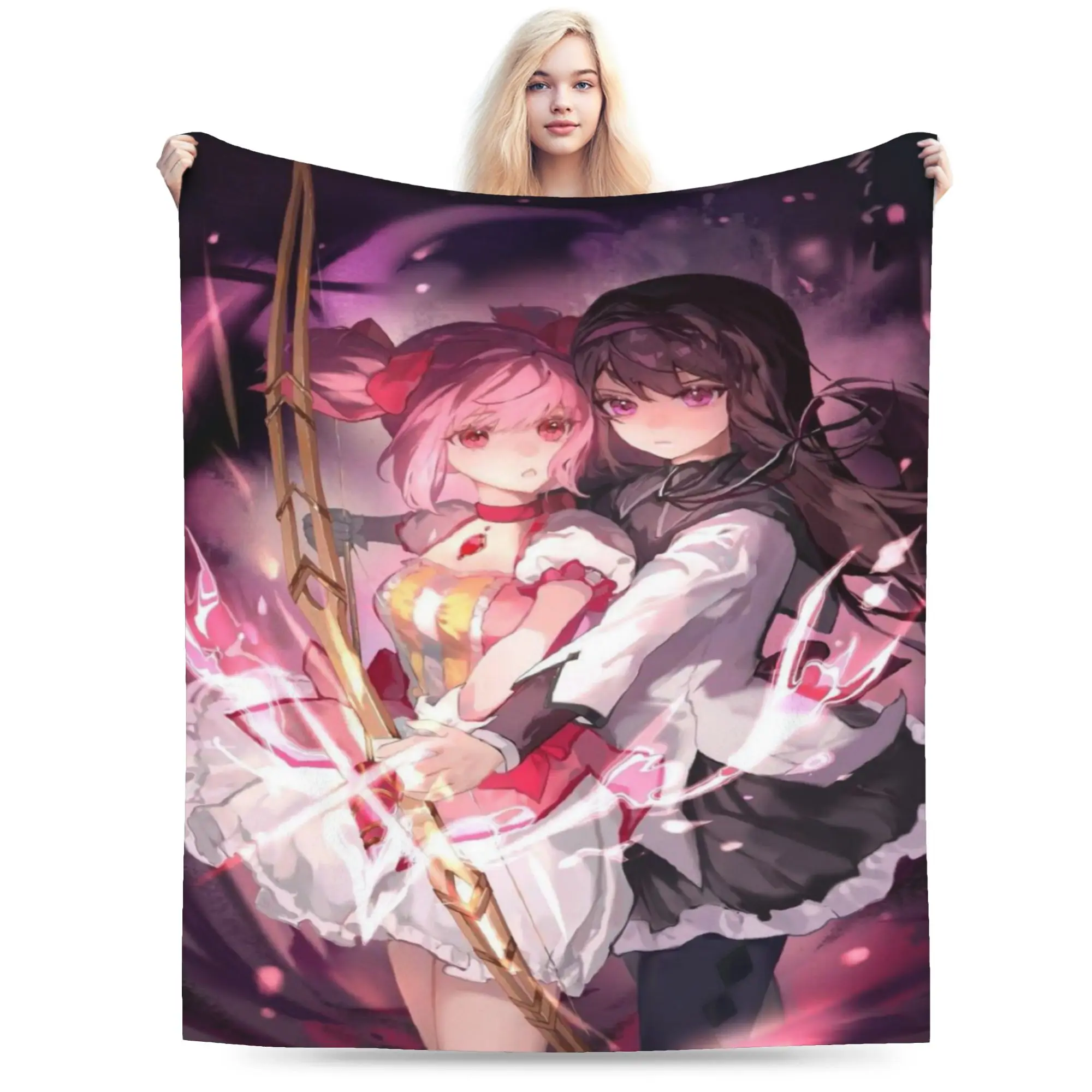 Funny Puella Magi Madoka Magica Anime Blanket Soft Fleece  Relax Throw Blanket Machine Washable