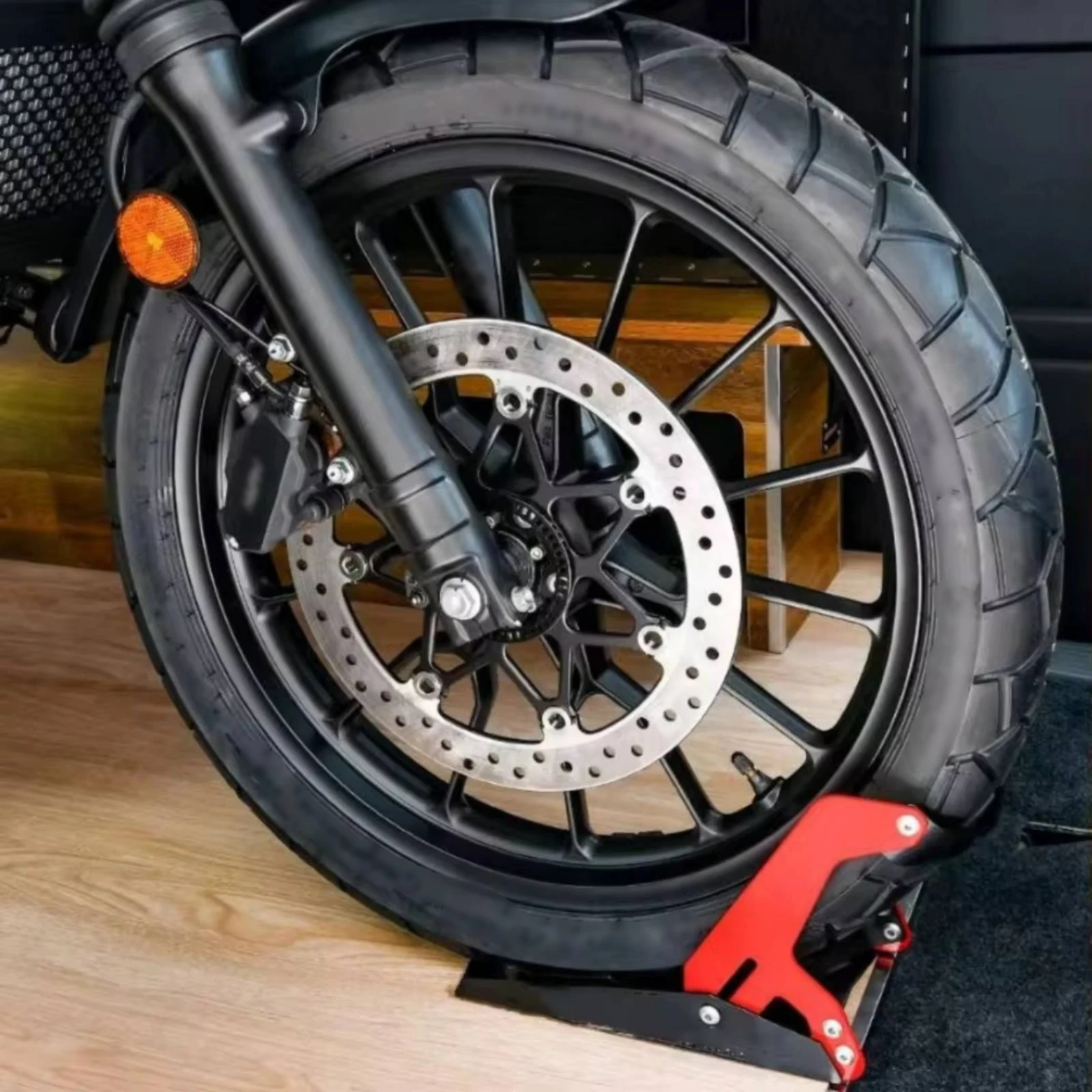 Motorcycle Wheel Stand Compact Motorcycle Wheel Chock Stable Sturdy for Motorcyclists, Garage