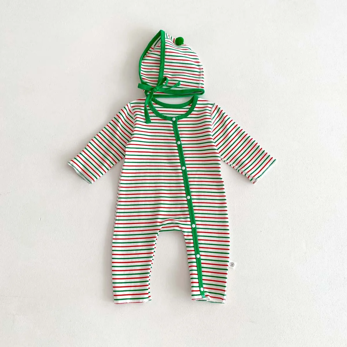 Baby Clothing 2024 Autumn Infant Boys Striped Romper Long Sleeve Jumpsuit Newborn Baby Christmas Onesies And Hat Outfits