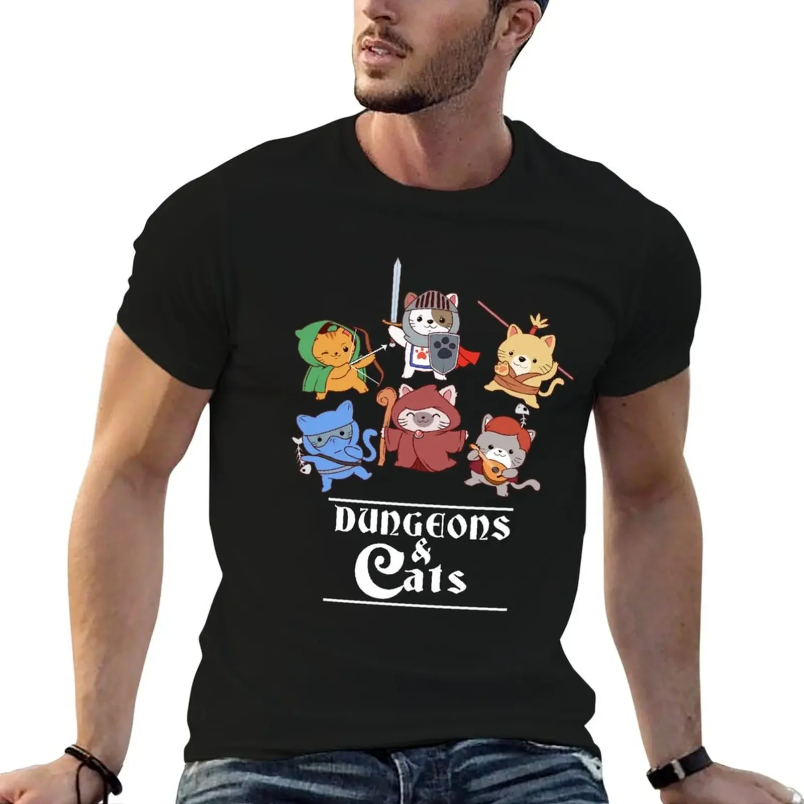 RPG Cats T-Shirt rapper graphic tees korean fashion animal prinfor boys t shirt men 100℅ cotton