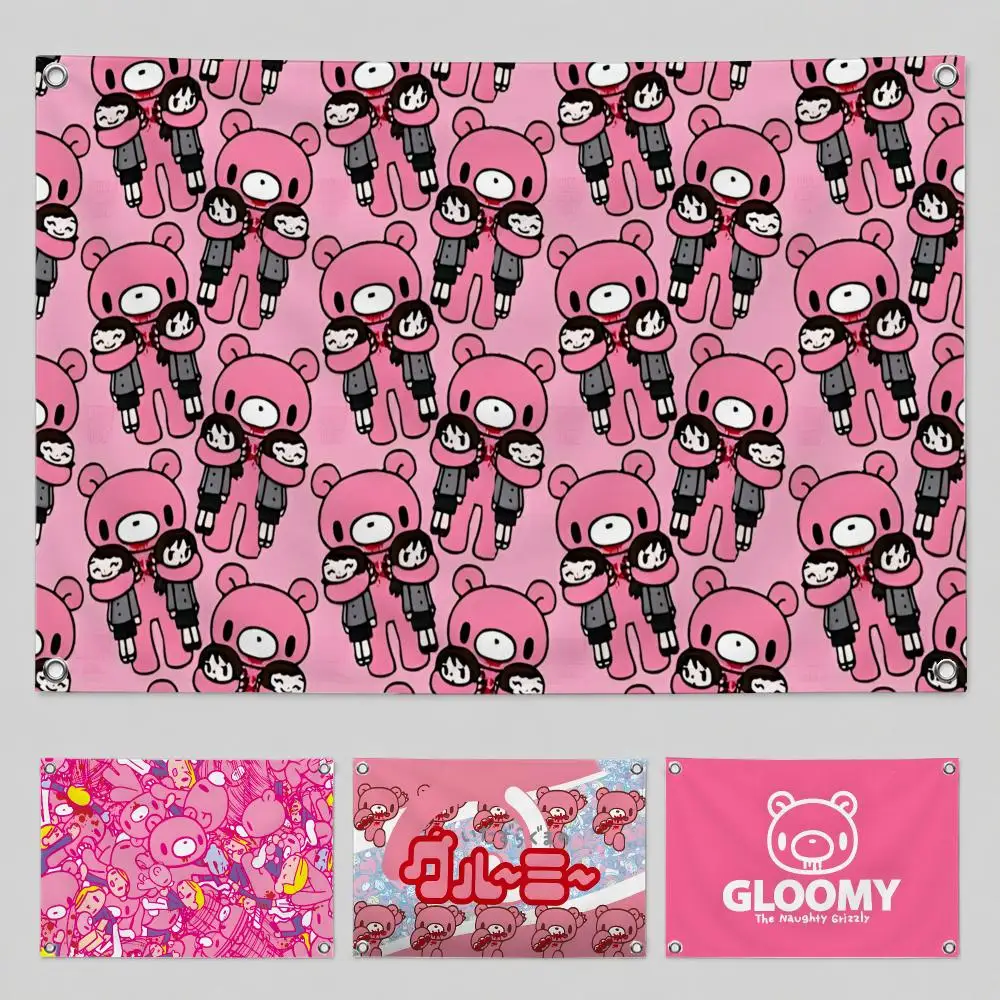 Character Gloomy Bear Flags Home Yard & Garden Decor Banner - Indoor Outdoor Wall Hanging Flag