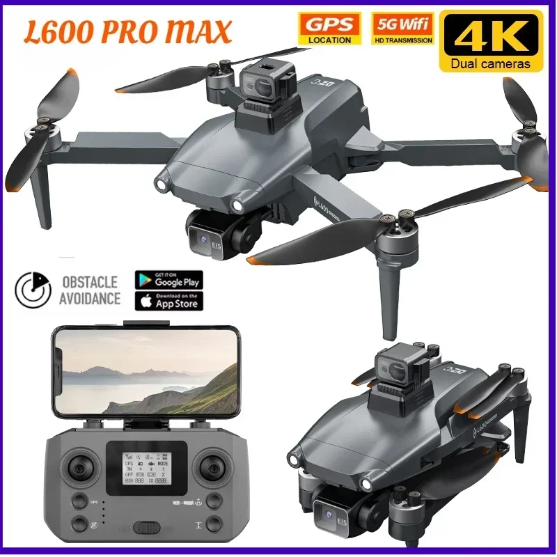 2024 L600 PRO MAX Drone 4K Professional HD Dual Camera 3-Axis Gimbal 360 Obstacle Avoidance Brushless Quadcopter FPV GPS Dron